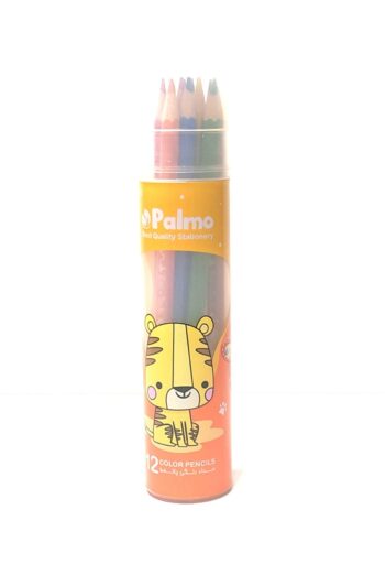 مداد رنگی 12 رنگ جلد فلزی استوانه ای پالمو