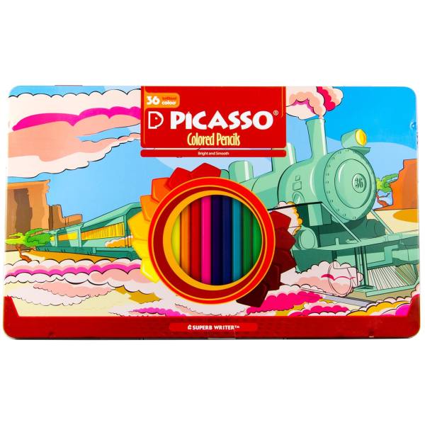 مداد رنگی 36 رنگ جلد فلزی تخت پیکاسو