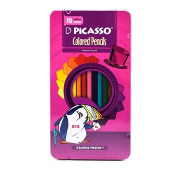 مداد رنگی 12 رنگ جلد فلزی تخت پیکاسو