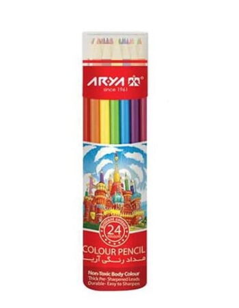 مداد رنگی 24 رنگ استوانه ای آریا کد 3055